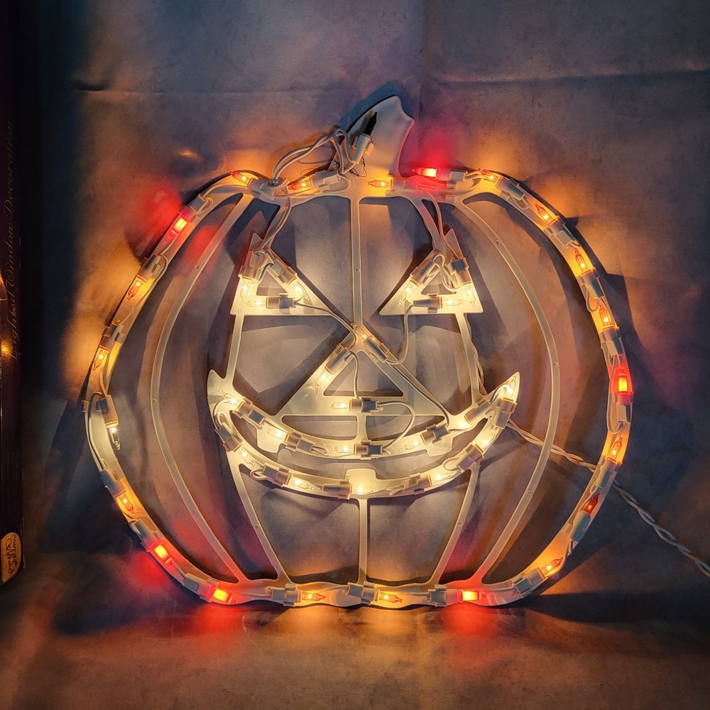 Halloween Lighted Jack O Lantern Window Wall Hanging